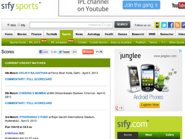 scores.sify.com
