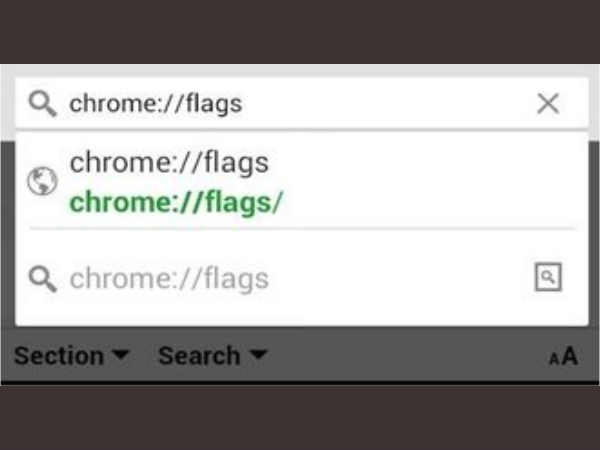 chrome://Flags ಎಂದು ಟೈಪ್