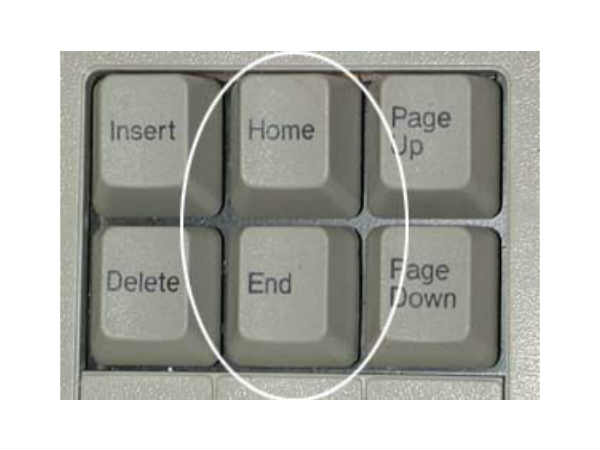 Ctrl + Home ಅಥವಾ Ctrl + End