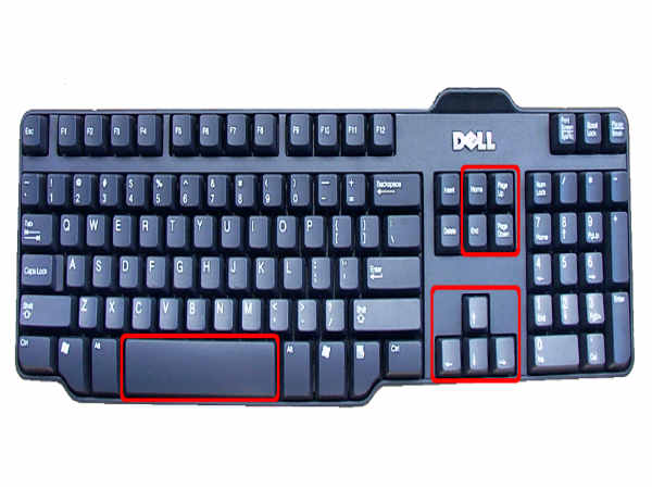 Page Up, Spacebar, ಮತ್ತು Page Down