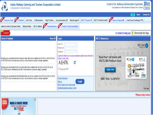 IRCTC ವೆಬ್ಸೈಟ್ಗೆ ಸೈನ್ ಅಪ್ ಆಗಿ