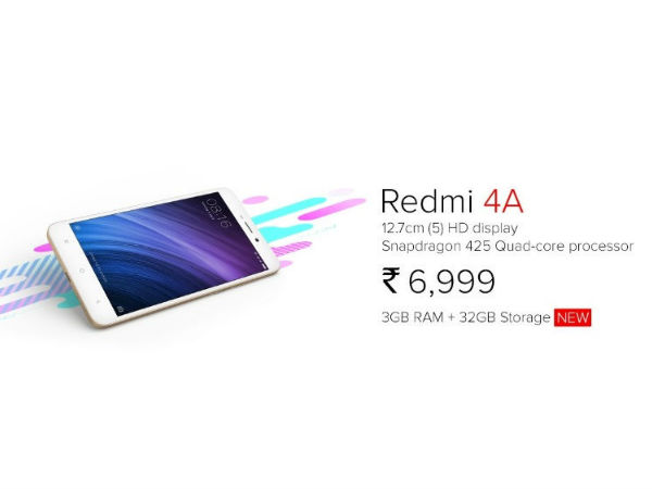 ಬದಲಾದ ರೆಡ್ಮಿ 4Aನಲ್ಲಿ 3GB RAM/32GB ROM: ಬೆಲೆ ಎಷ್ಟು..? ಬದಲಾದ ರೆಡ್ಮಿ 4Aನಲ್ಲಿ 3GB RAM/32GB ROM: ಬೆಲೆ ಎಷ್ಟು..?