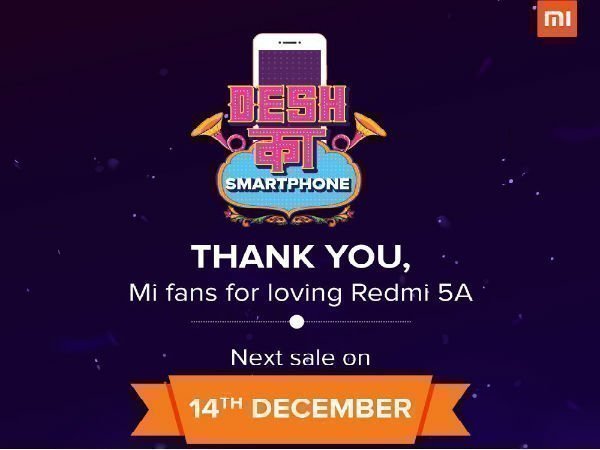 ಫಸ್ಟ್ ಸೇಲ್ ನಲ್ಲಿ ರೆಡ್ ಮಿ 5A ಸೋಲ್ಡ್ ಔಟ್: ಮುಂದಿನ ಸೇಲ್.? ಫಸ್ಟ್ ಸೇಲ್ ನಲ್ಲಿ ರೆಡ್ ಮಿ 5A ಸೋಲ್ಡ್ ಔಟ್: ಮುಂದಿನ ಸೇಲ್.?