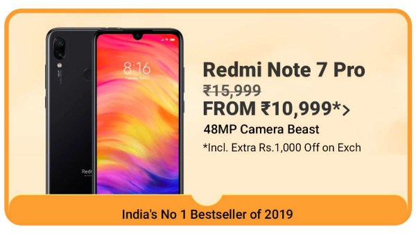 ರೆಡ್ಮಿ ನೋಟ್ 7 ಪ್ರೋ (ಬೆಲೆ: Rs 15,999, ರಿಯಾಯಿತಿ ಬೆಲೆ: Rs 10,999)