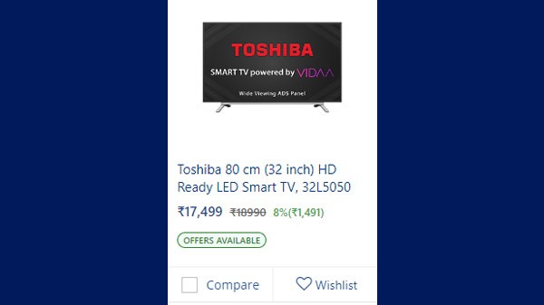 ತೋಷಿಬಾ 80 cm (32 ಇಂಚು) HD ರೆಡಿ LED ಸ್ಮಾರ್ಟ್ ಟಿವಿ, 32L5050