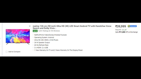 Mi 5X 125.7 cm (50 ಇಂಚು) ಅಲ್ಟ್ರಾ HD (4K) LED ಸ್ಮಾರ್ಟ್ ಆಂಡ್ರಾಯ್ಡ್ ಟಿವಿ