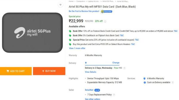 Airtel 5G Plus My-WiFi MF501 Data Card with special features Launched ...