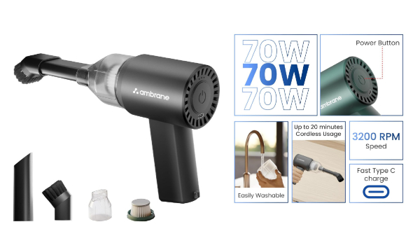 ಅಂಬ್ರೇನ್ ಮಿನಿವಾಕ್ 01 ಪೋರ್ಟಬಲ್ ಕಾರ್ಡ್‌ಲೆಸ್ ವ್ಯಾಕ್ಯೂಮ್ ಕ್ಲೀನರ್ ಲಾಂಚ್‌...