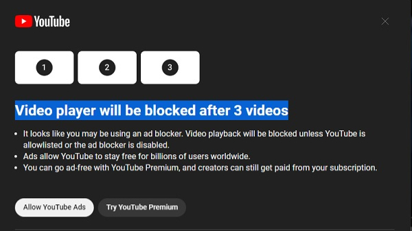 ಆಡ್‌-ಬ್ಲಾಕರ್‌ಗಳನ್ನು ಬಳಸುವ ಜನರಿಗೆ ಶಾಕ್ ಕೊಟ್ಟ ಯೂಟ್ಯೂಬ್! 